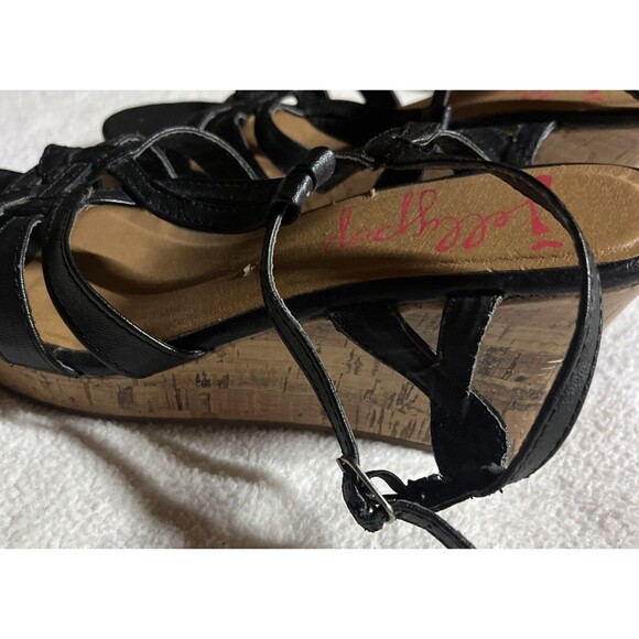 Jellypop Womens Black Platform Strappy Wedge Heel Sandals Size 8 - Picture 6 of 9